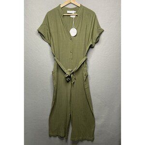 Petal + Pup Olive Green Archie Jumpsuit With Tie Waist & Pockets - Womens US Siz